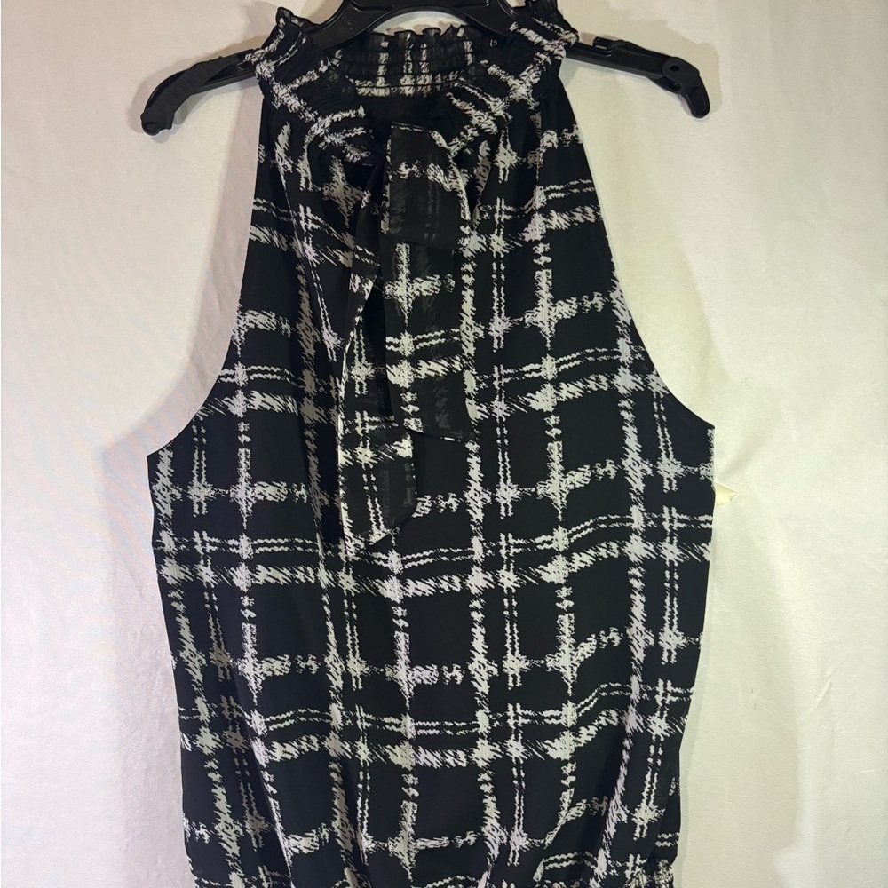 Alfani Black and White Checkered Blouse